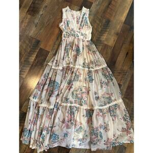 VTG Gunne Sax Floral Tiered Prairie Cottagecore Maxi Sun Dress Vintage 1970s